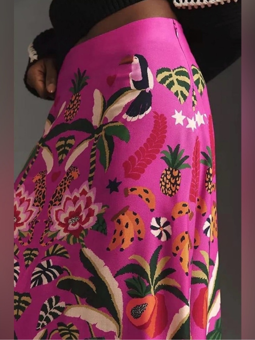 ποΈ FARM Rio Leopard Forest Jungle Pink Tropical Maxi Skirt XL - Picture 3 of 15